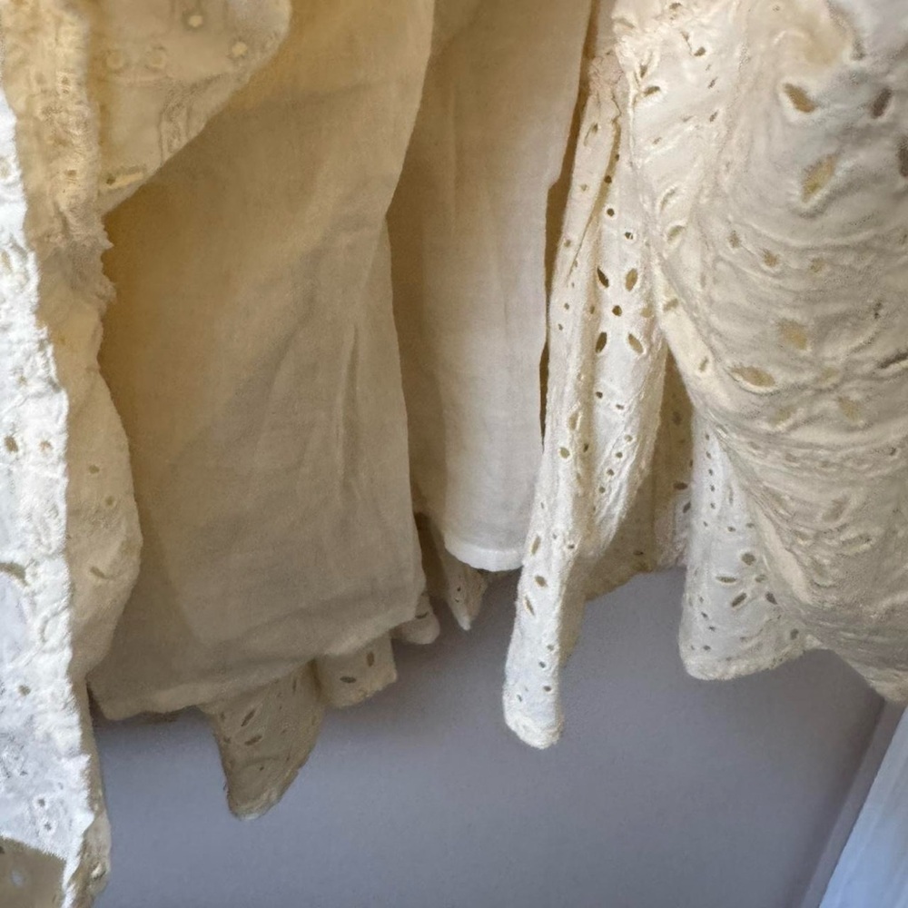 Urban Outfitters NWT Mini Dress Eyelet Coquette Cream Ruffle - Picture 5 of 7